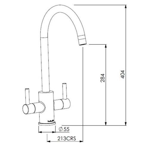 Reginox Genesis Dual Lever Brushed Nickel Contemporary Swan Neck Tap GENESIS BN II